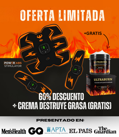 Estimulador Abdominales PowerAbs® + Crema Quemagrasa Ultraburn GRATIS