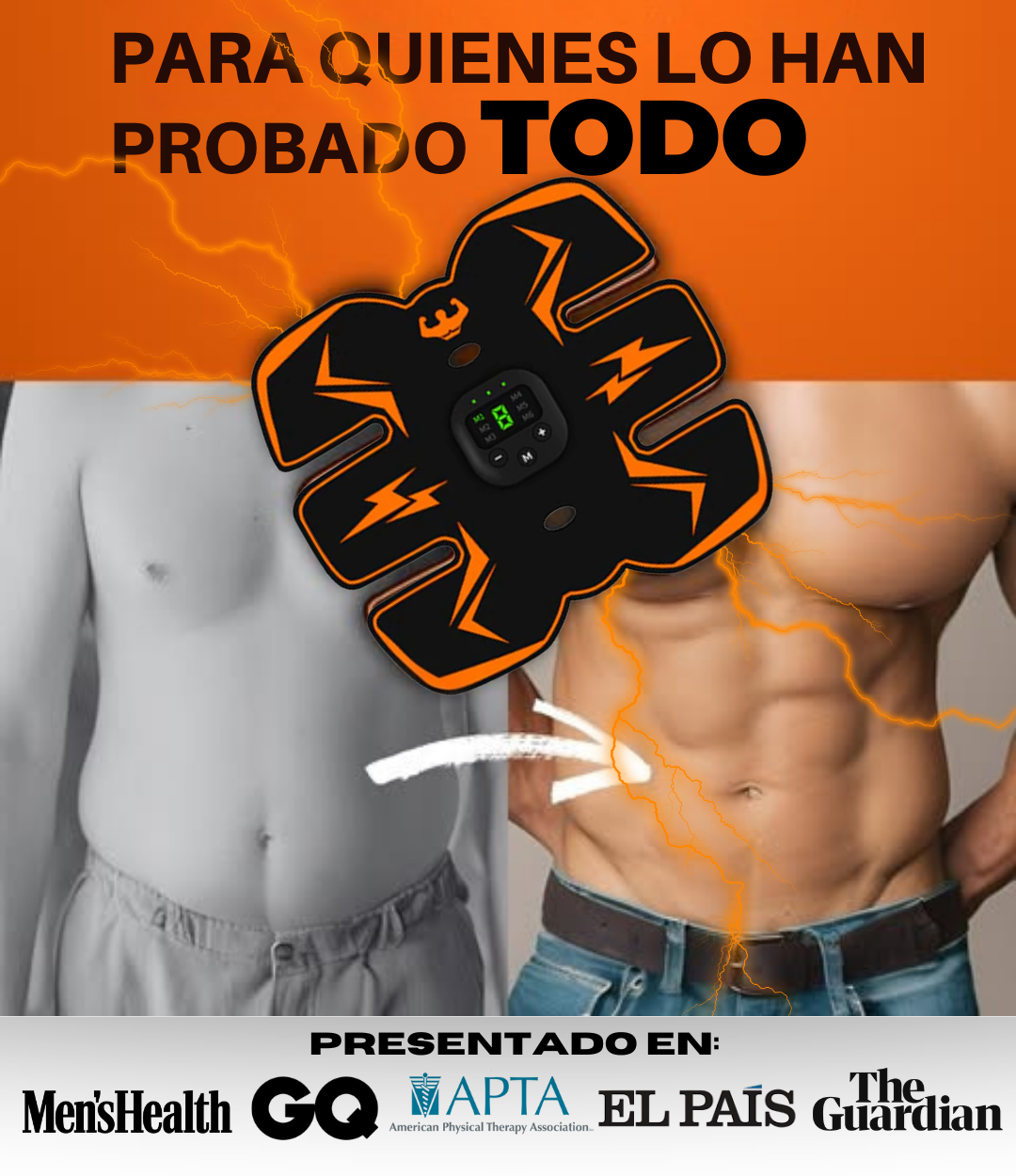 Estimulador Abdominales PowerAbs® + Crema Quemagrasa Ultraburn GRATIS