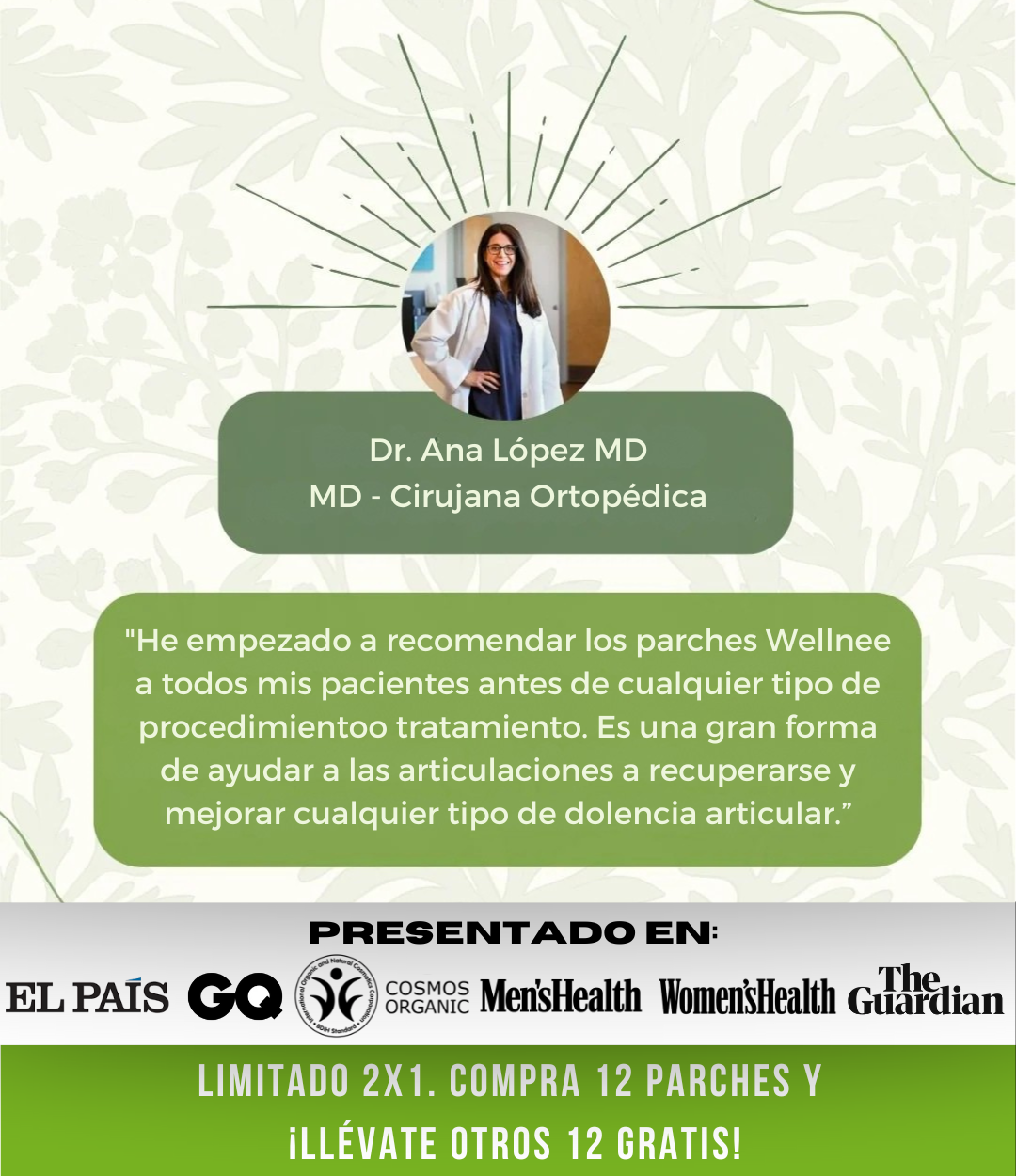 OFERTA Parches Wellnee®: Terapia Natural para el Dolor Articular. 12 Unidades + 12 GRATIS