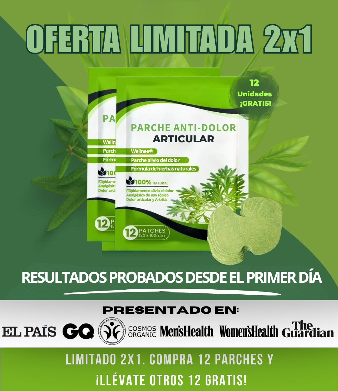 OFERTA Parches Wellnee®: Terapia Natural para el Dolor Articular. 12 Unidades + 12 GRATIS